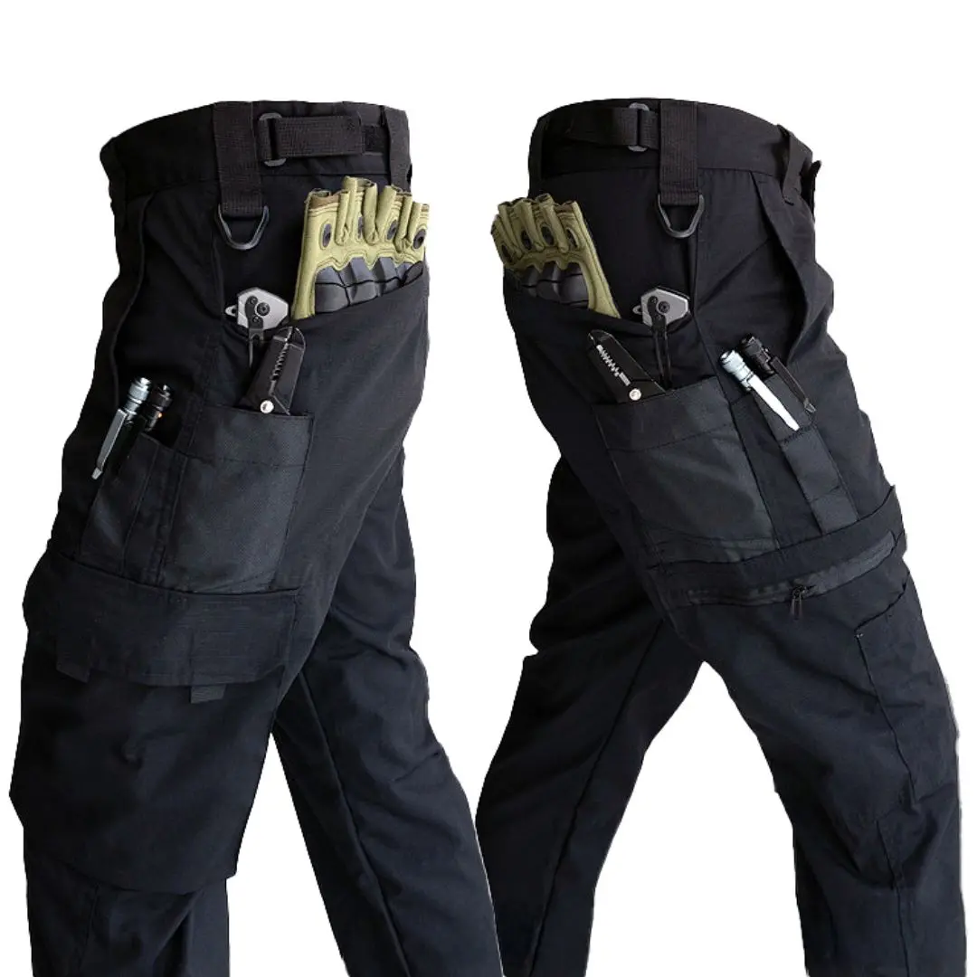 Pantalones De Trabajo Con Bolsillos Para Hombre. Color Negro. 1