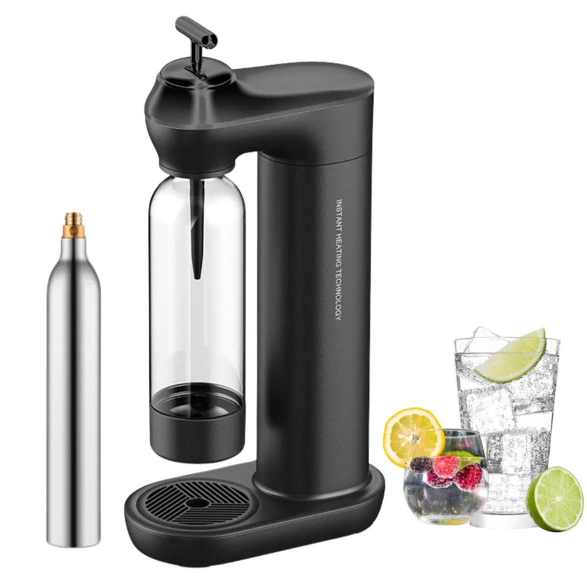 Máquina De Agua Con Gas Soda Automática. Color Negro 1L. Incluye Cilindro De Co2. Estilo Sodastream Soda Maker 1