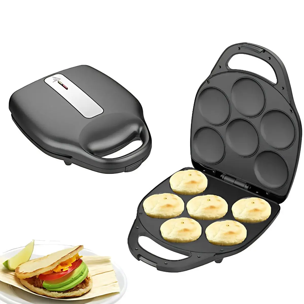 Arepera Eléctrica 6 Secciones. Arepa Maker Tosty Arepa. 1400W 110 V 1
