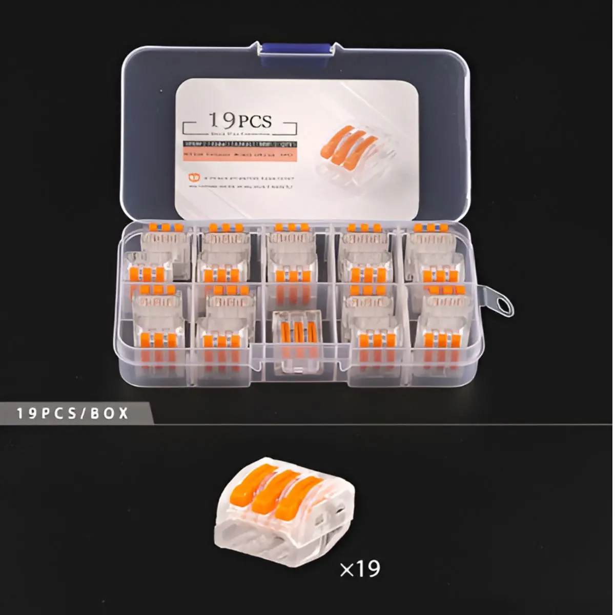 Terminales Empalme De Conexión Rápida Para Cables Eléctricos 213 (Tres Vias). Uniones. Conectores De Palanca. Lever-Nut. Set De 19Pcs. 1