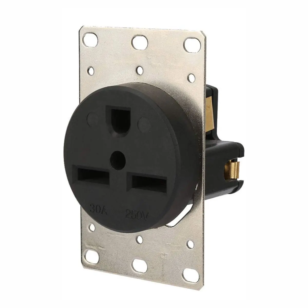 Enchufe De Pared Nema 6-30R 30A 240V. Receptáculo De Montaje Empotrado. Color Negro. 1