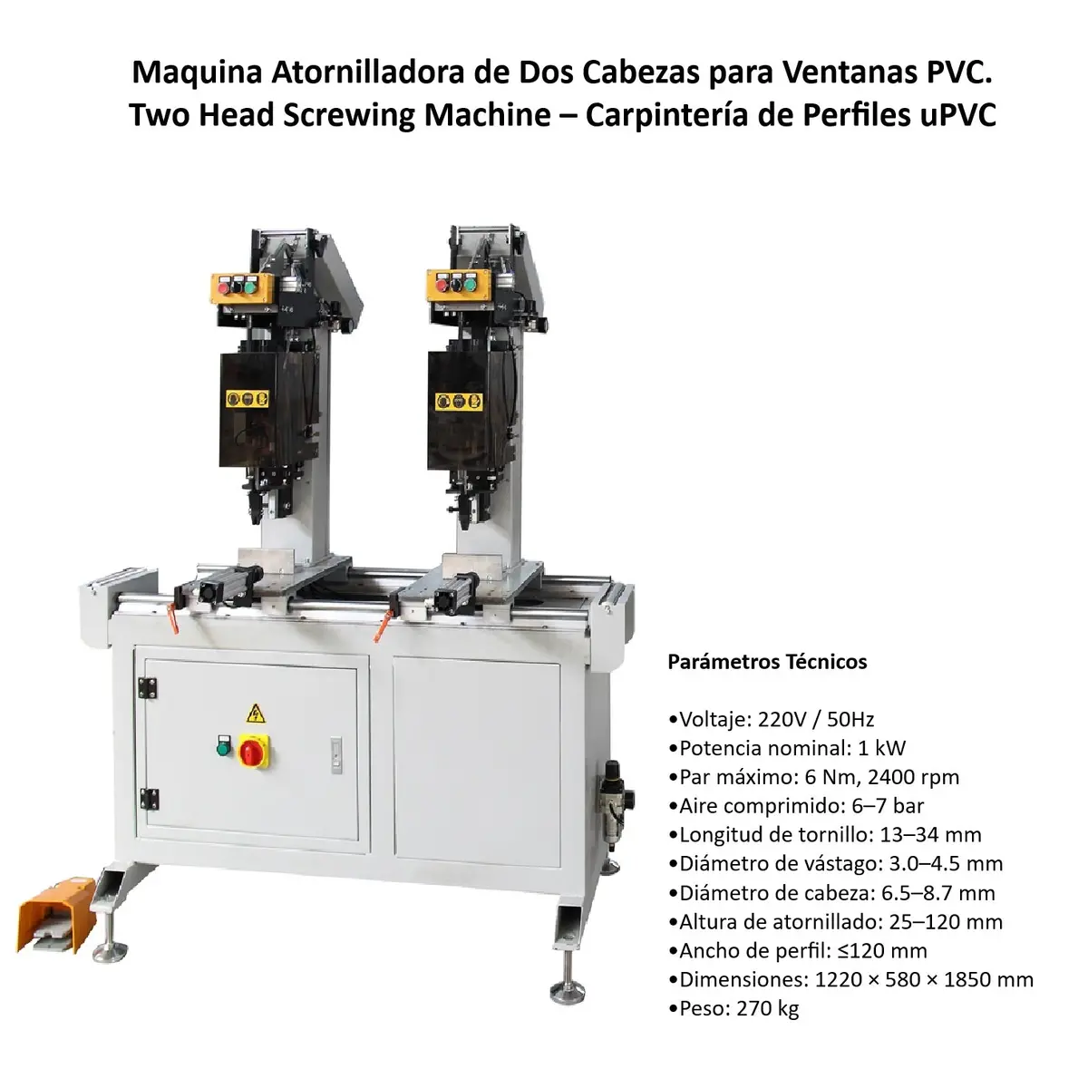 Maquina Atornilladora De Dos Cabezas Para Ventanas Pvc. Two Head Screwing Machine – Carpintería De Perfiles Upvc 2
