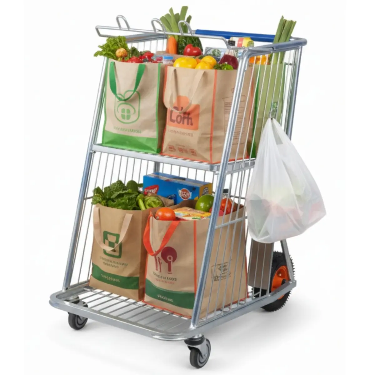 Carretilla De Paquetero Para Mercado Borde Azul 270 Kg Con Ruedas 8" Y 360° – 86X56x98.5 Cm Empacador Compras 1