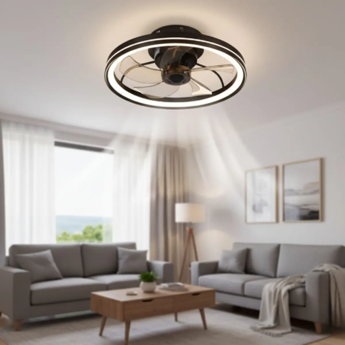 Abanico De Techo Ventilador Led (Color Negro). 3 Tonos De Luz. Ventilador Silencioso 110V. 1