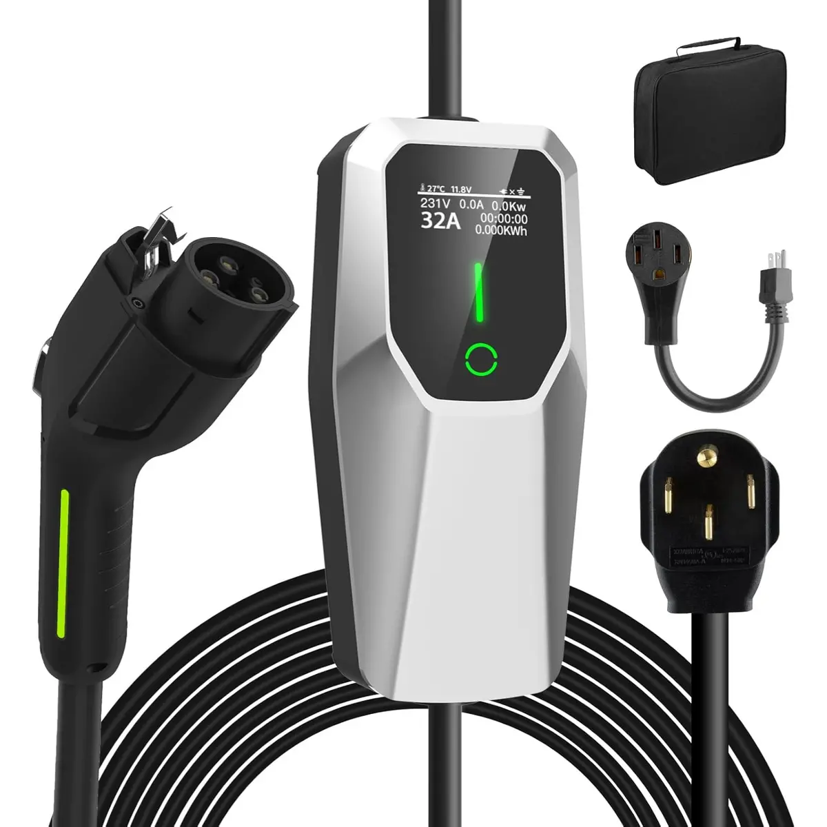 Cargador Carros Electricos Ev Nivel 2 Y 1, 32 Amp, 110V-240V, De 20 Pies (Conector Tipo Sae J1772) 1