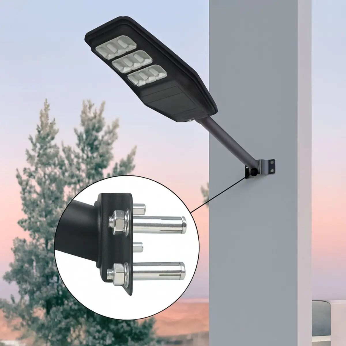Brazo Negro Para Lámparas De Calle Led Y Solar En Pared D45*H460mm 1