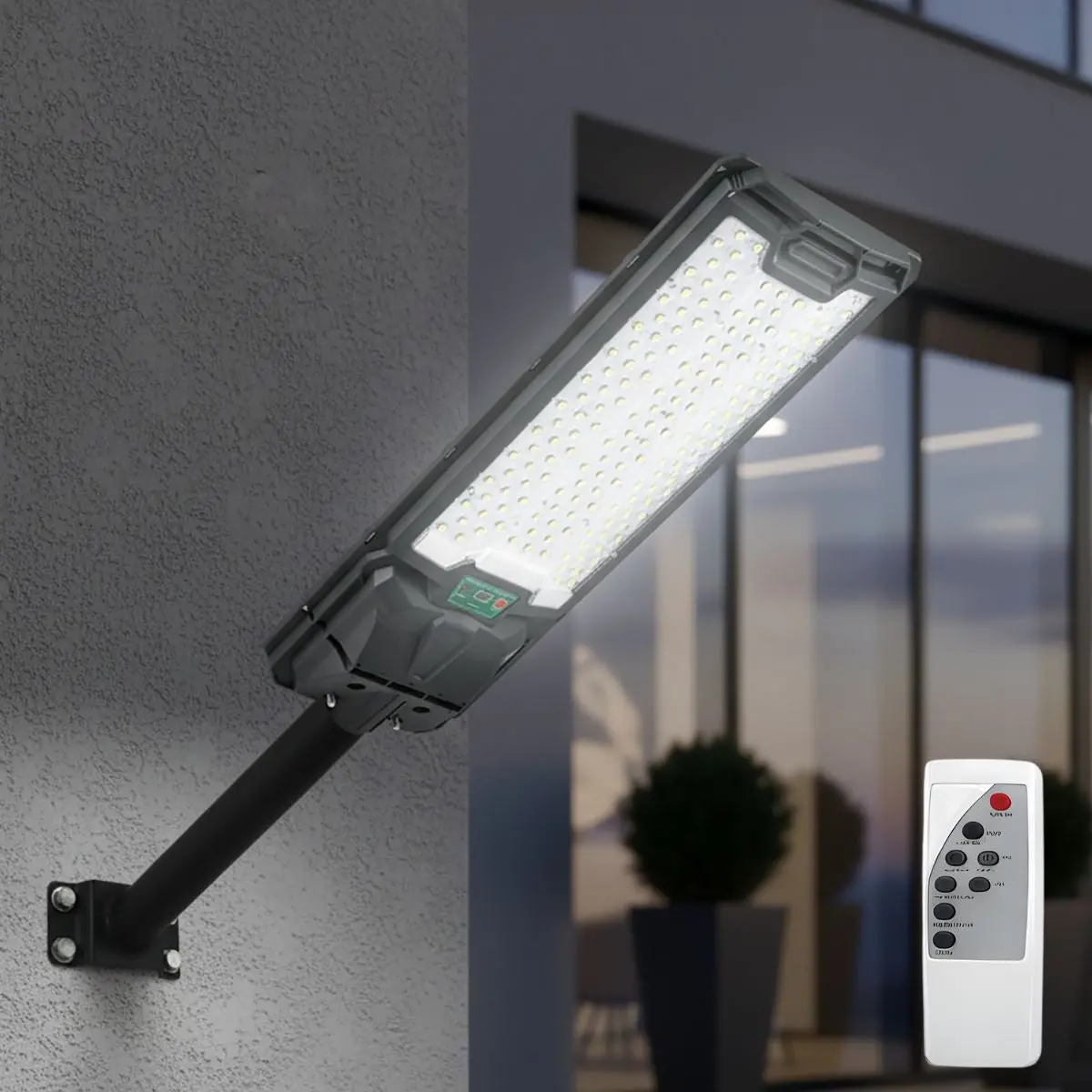 Lámpara Solar Led 300W 6500K 9000Lm Ip67 Con Sensor De Movimiento Y Control Remoto Para Poste O Pared 1