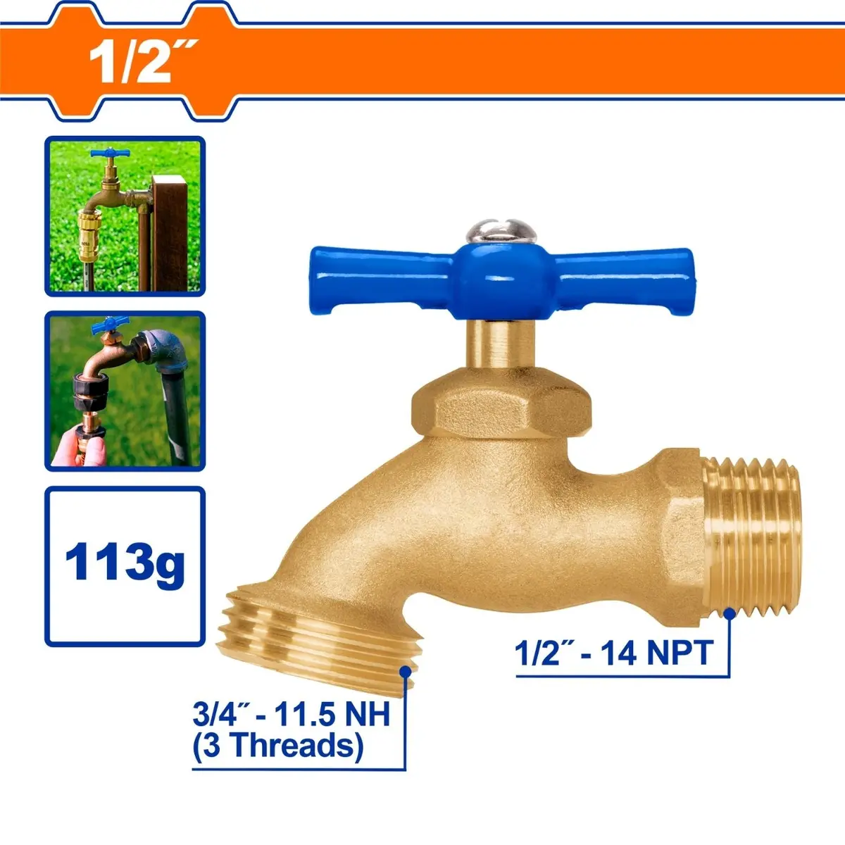 Llave De Agua Con Rosca Para Manguera 1/2" (13Mm) Peso: 113G. Uso En Jardín Y Tomas De Agua. 1