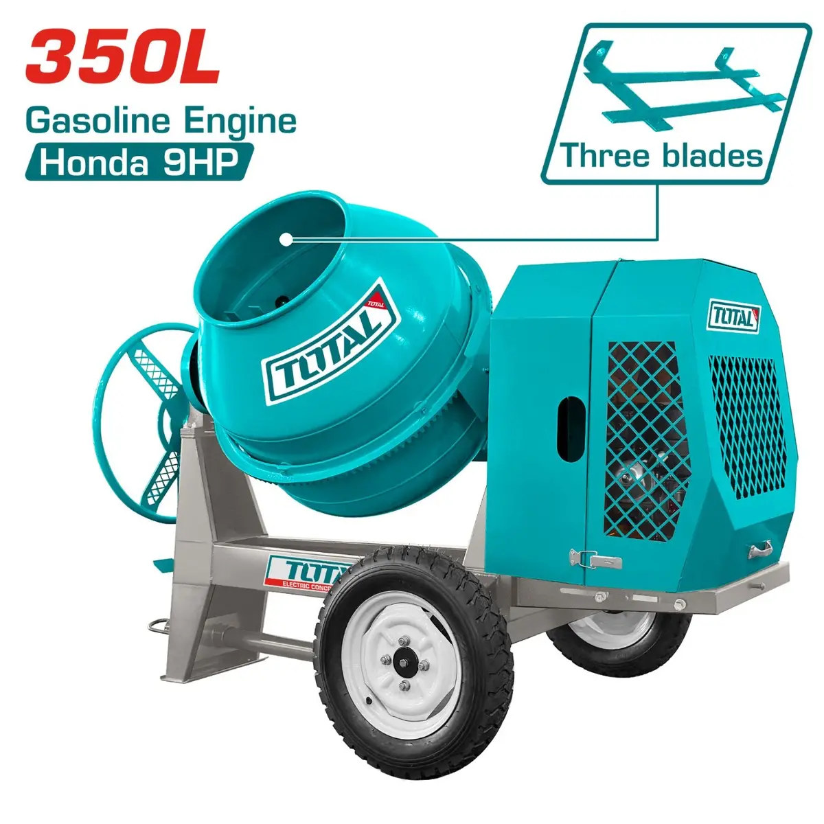 Mezclador De Concreto A Gasolina. Concretera Motor Honda Gx270 6.6Kw(9Hp) Volumen Del Tambor 350L Capacidad 260L 1
