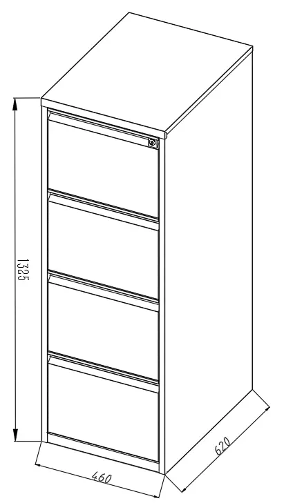 Archivador Metalico 4 Gabetas Ajustable A4/Fc5 Anti-Inclinación Cerradura Central 1330X456x620mm 2
