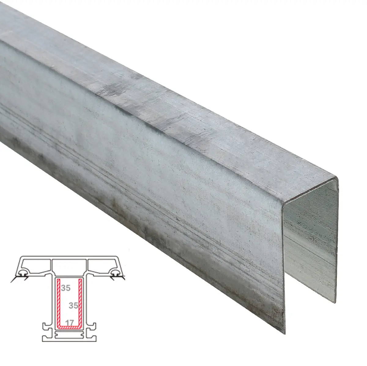 Refuerzo De Acero 1.2Mm Perfil "U" 35×17×35Mm Para Pilastra Hat004 Serie Abatible Upview 60Mm  5.9M 1