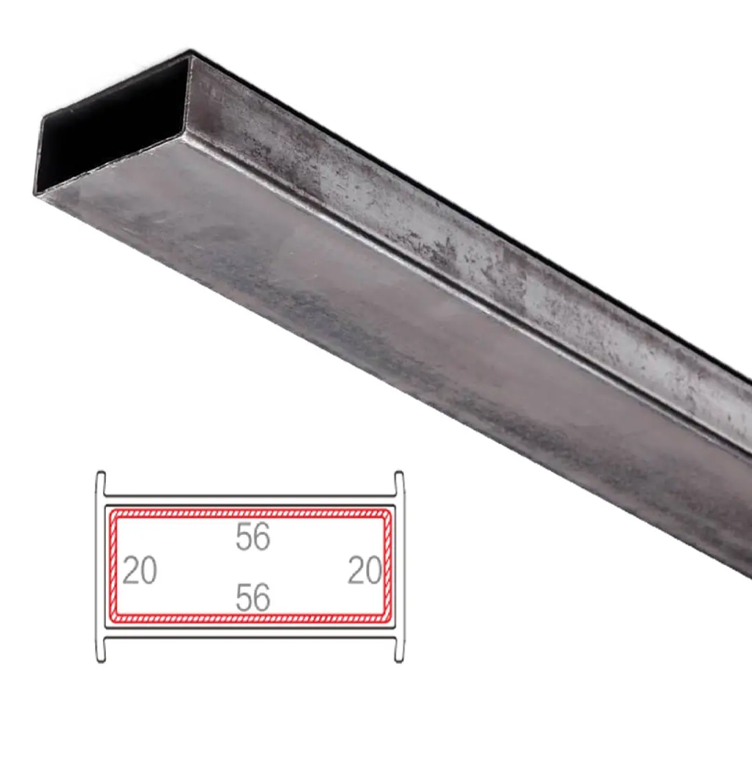 Refuerzo De Acero 1.2Mm Perfil Rectangular 20X56mm Para Perfil Union Hat006 Serie Abatible Upview 60Mm  5.9M 1