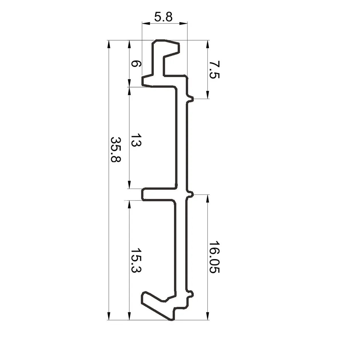 Perfil Adaptador Upvc Para Inversor 60Mm Serie Abatible Upview Carbone Espesor 2.5Mm Largo 5.85M Color Marron Chocolate Microtexturizado 1