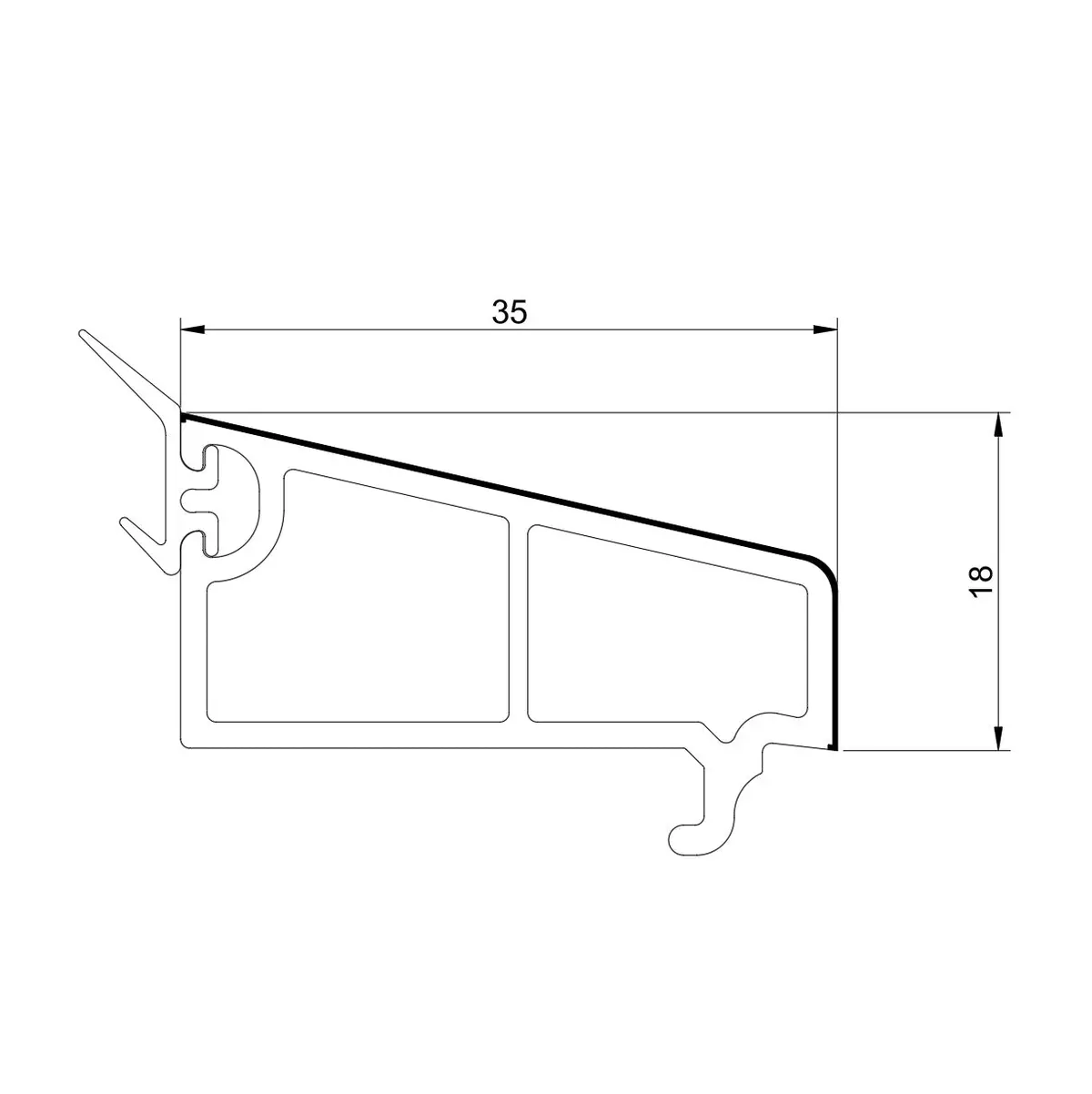 Perfil Junquillo Recto Upvc Envidriador 35 Mm Serie Abatible 60Mm Upview Carbone Espesor 1.6Mm Largo 5.85M Color Blanco Microtexturizado 1