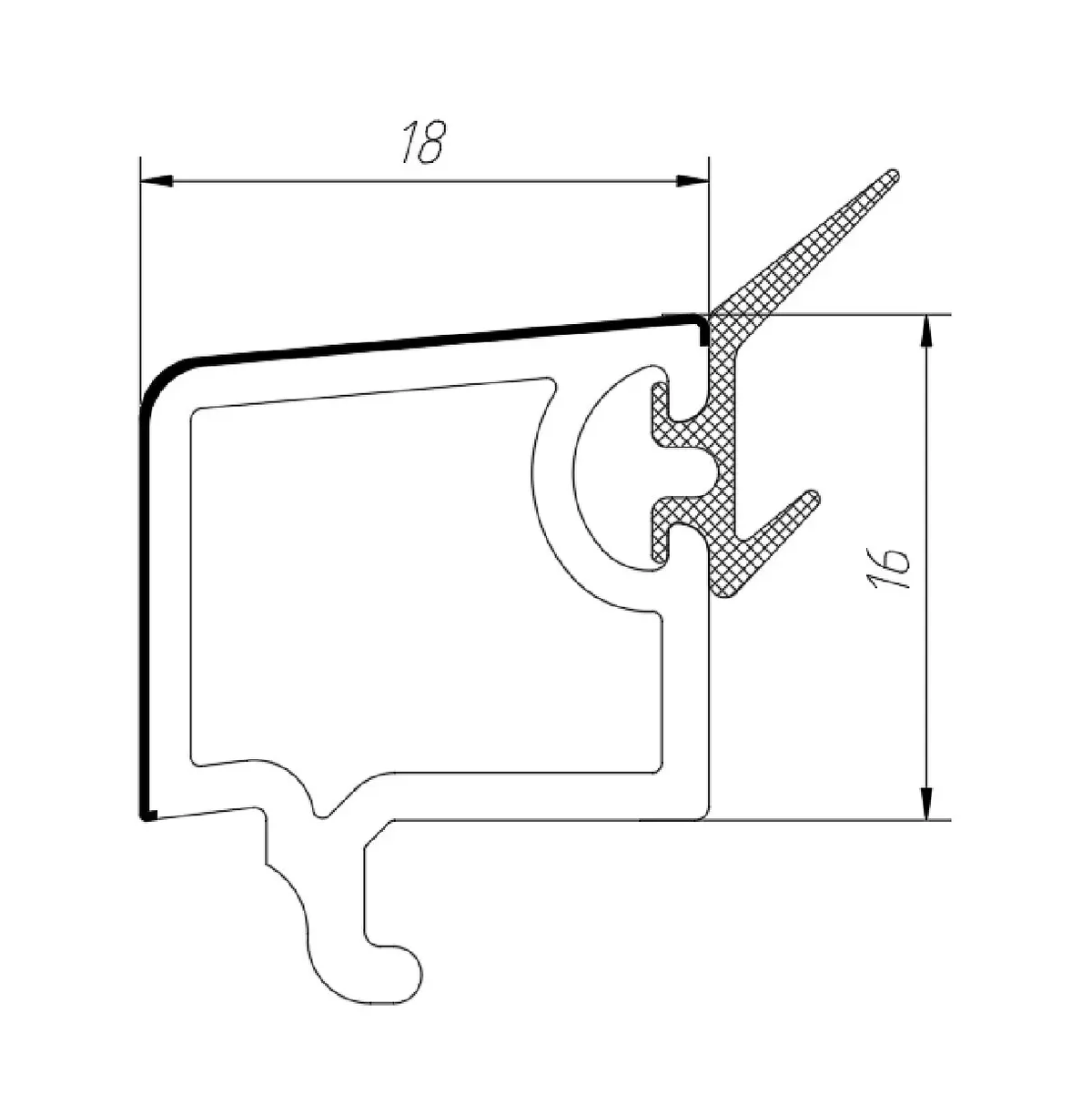 Perfil Junquillo Recto Upvc Envidriador Insulado 18 Mm Serie Abatible 60Mm Upview Carbone Espesor 1.6Mm Largo 5.85M Color Blanco 1