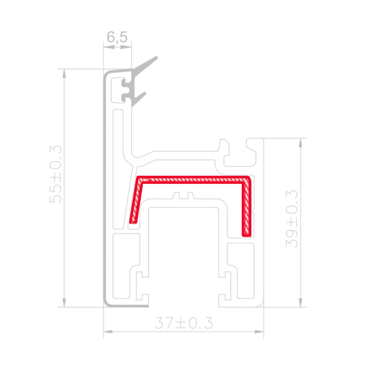 Refuerzo De Acero 1.2Mm Perfil "U" 13X25x13mm Para Hoja Ventana Corredera Hat012 Serie Corredera Carbone Upview 80Mm 5.9M 2