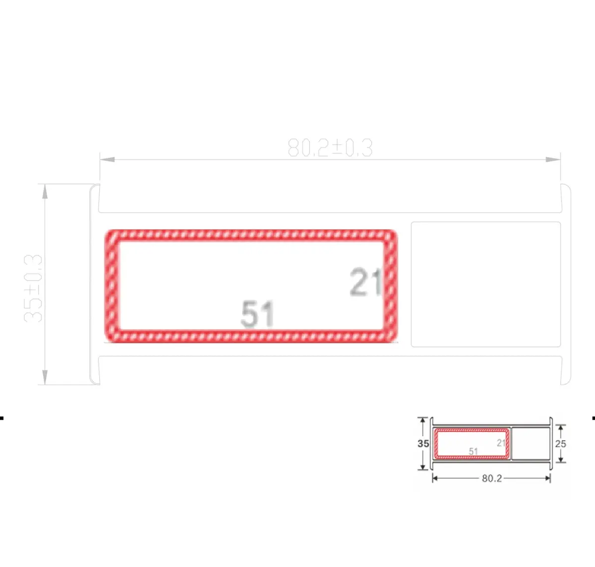 Refuerzo De Acero 1.2Mm Perfil Rectangular 21X51mm Para Perfil Union Hat016 Serie Corredera Upview Carbone 80 Mm 5.9M 2