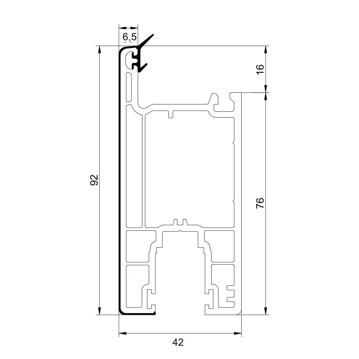 Perfil Upvc Hoja Puerta Ventana Corredera 92Mm Serie Corredera 60Mm Upview Carbone Espesor 2.5Mm Largo 5.85M Color Blanco Microtexturizado 1
