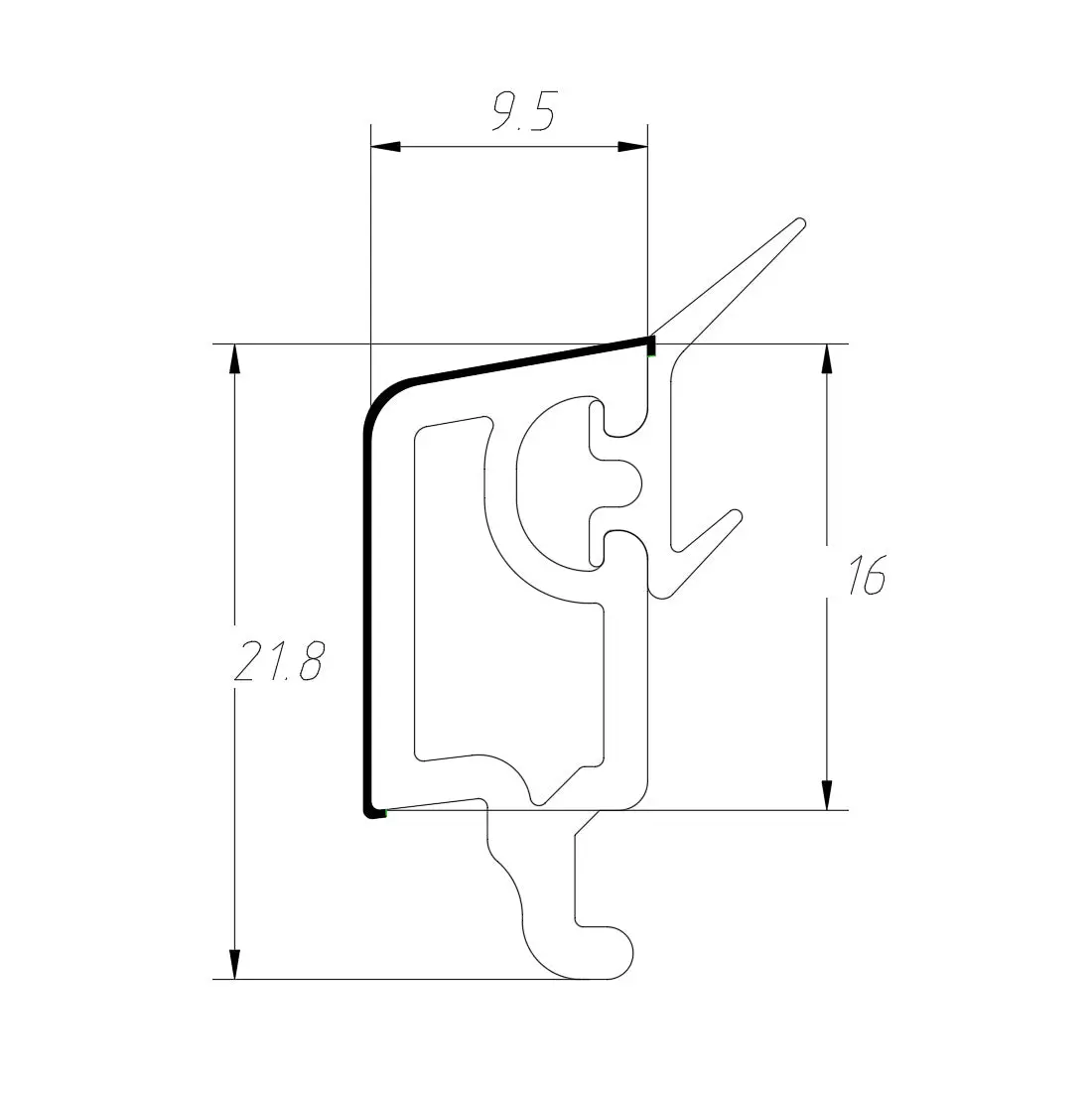 Perfil Upvc Junquillo Dvh Recto Envidriador 9.5Mm Serie Corredera 60Mm Upview Carbone Espesor 1.6Mm Largo 5.85M Color Blanco Para Vidrio Insulado 1