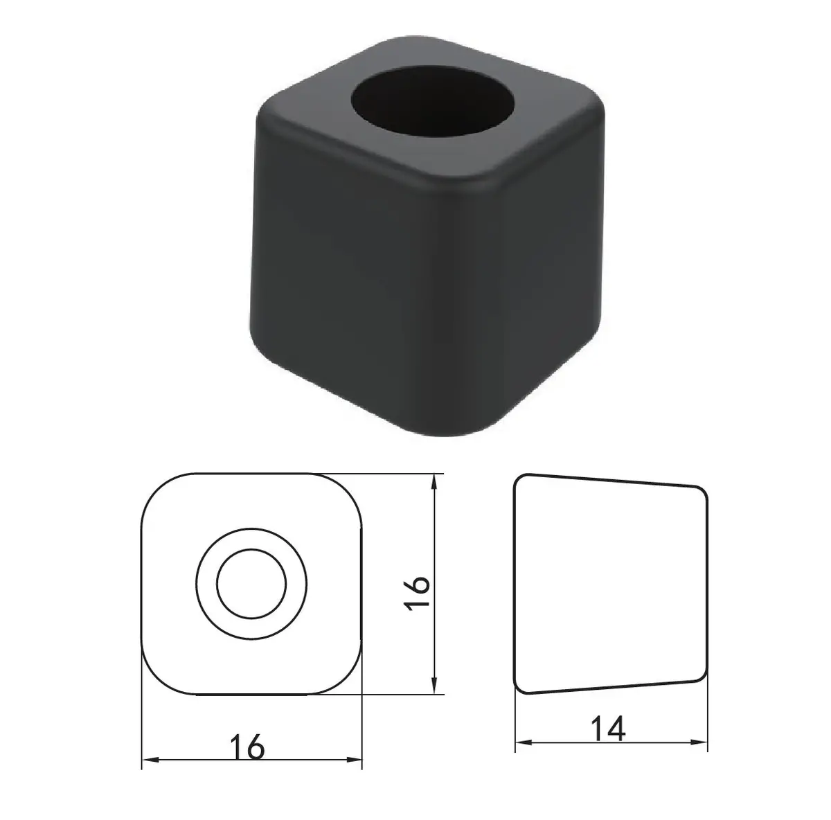 Tope Amortiguador Negro De Hoja Alta Resistencia Para Ventanas Y Puertas Corredizas Anti-Strike Block 16X16mm Refuerza El Cierre Y Evita Golpes 1