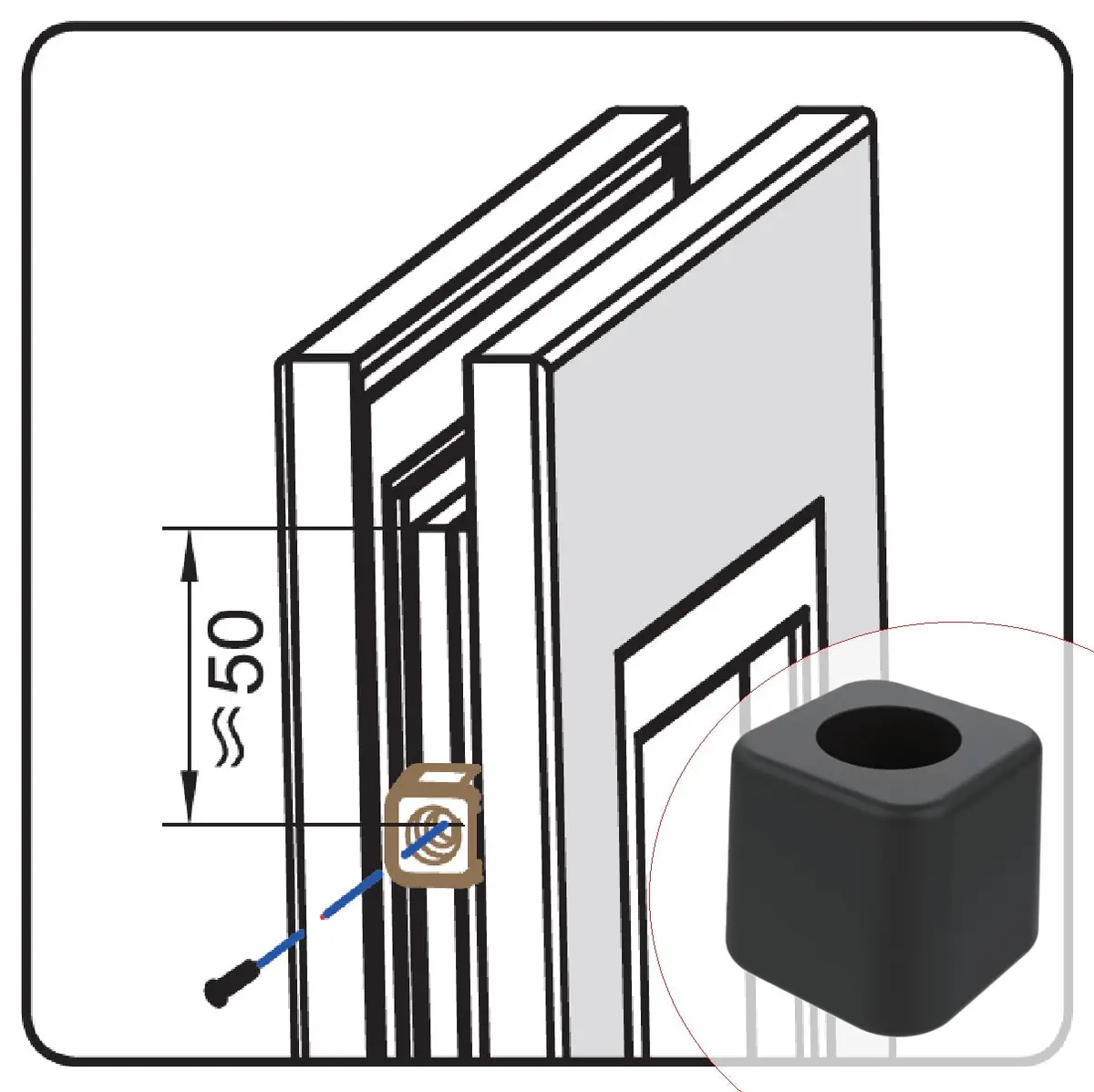 Tope Amortiguador Blanco De Hoja Alta Resistencia Para Ventanas Y Puertas Corredizas Anti-Strike Block 16X16mm Refuerza El Cierre Y Evita Golpes 2