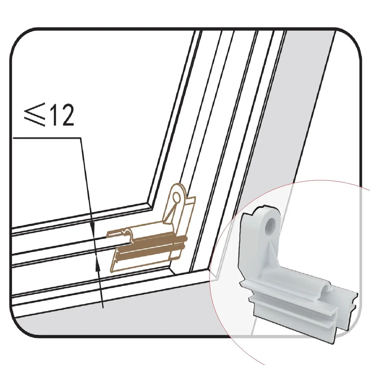 Tope Amortiguador Color Negro Para Marco De Ventana Corrediza Upvc Alta Resistencia Anti-Strike Block 59.5Mm Upvc Refuerza El Cierre Y Evita Golpes 2