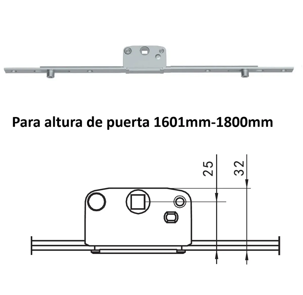 Barra De Transmisión Transmisor 4 Puntos De Cierre Para Ventanas Y Puertas Abatibles O Corredizas En Pvc Y Aluminio (Altura De 1801-2000 Mm) 1
