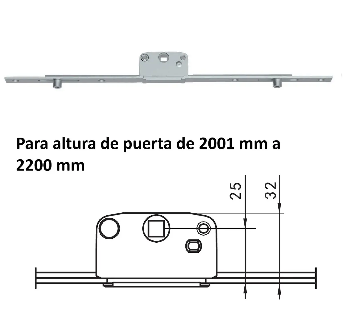 Barra De Transmisión Transmisor 4 Puntos De Cierre Para Ventanas Y Puertas Abatibles O Corredizas En Pvc Y Aluminio (Altura De Puerta 2001Mm-2200Mm) 1