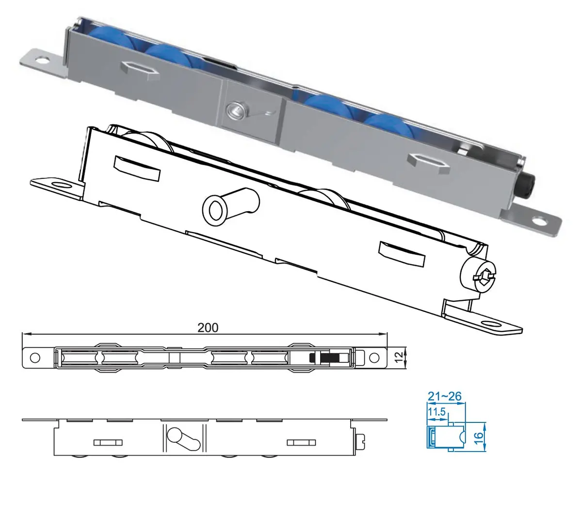 Rodachín Rueda Rodaja Ajustable Para Ventanas Upvc – Carga 160 Kg El Par, Alta Calidad 1