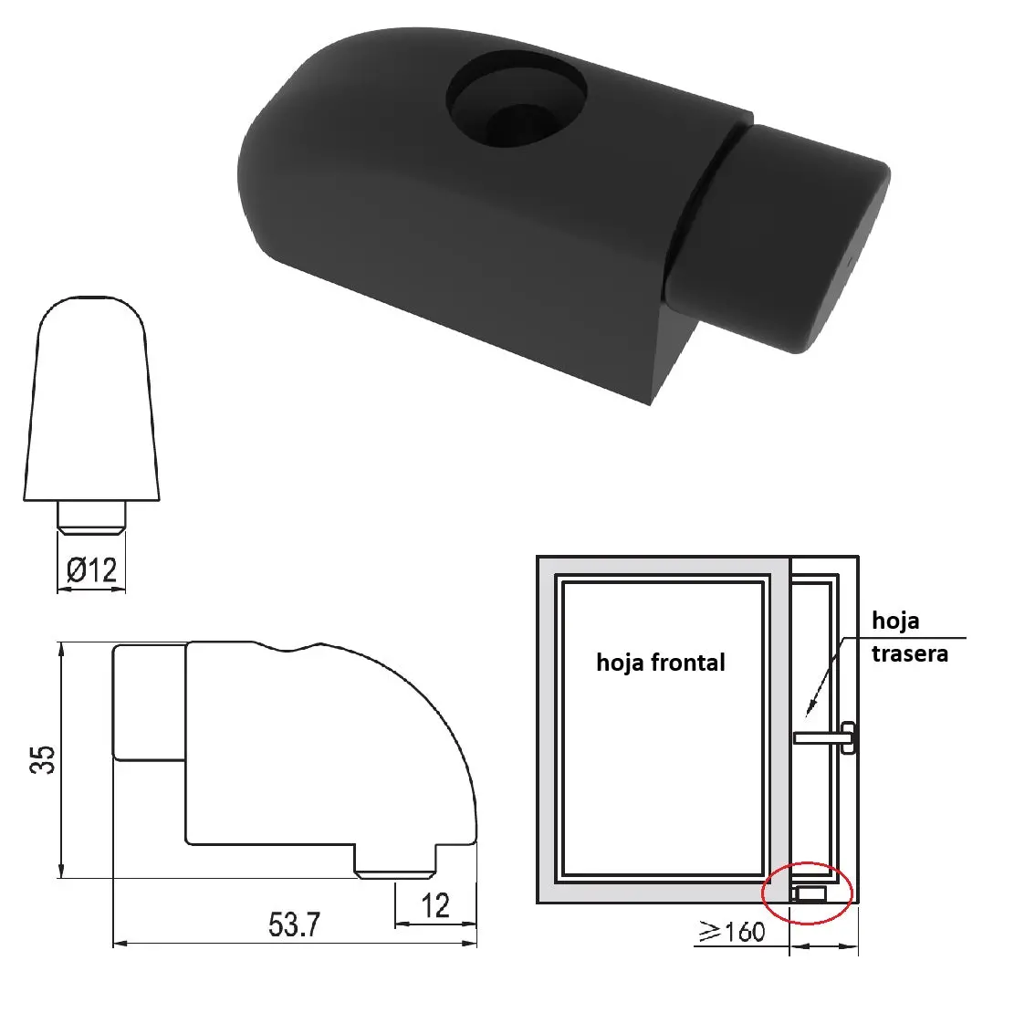 Tope Anticolisión De Hoja Corredera Para Ventanas Y Puertas Upvc 1