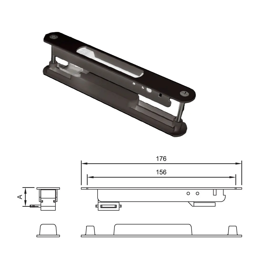 Cerradura Manual Cierre Embutido De Doble Cara Para Ventanas Upvc Y Aluminio Color Negro 1