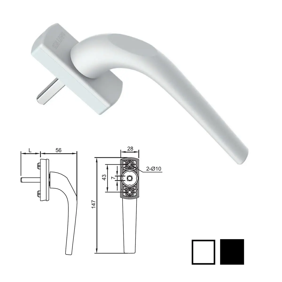 Manilla Maneta Operadora Para Barra Transmisora De Cierre Ventanas Upvc Color Blanco 1