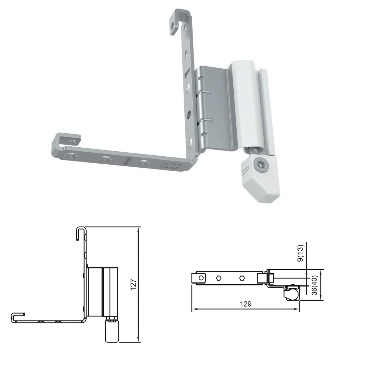 Bisagra Inferior Derecha Para Ventana Abatible Upvc Apertura Interior Color Blanco 1
