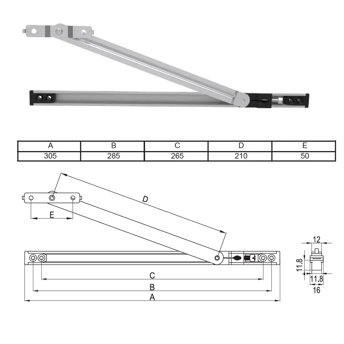 Limitador De Apertura Para Ventanas Abatibles Upvc 305Mm 1