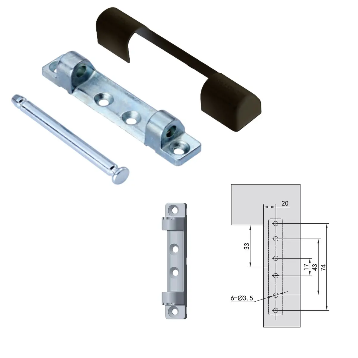Bisagra Superior Con Cover Embellecedor Negro Y Pin De Paso Hardware Para Sistema De Ventanas Upvc Y Aluminio 1