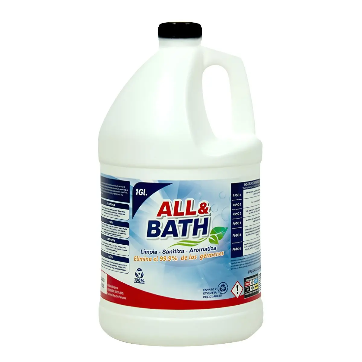 Limpiador Con Amonio Cuaternario All & Bath, 1 Galón. Poderoso Desinfectante. 1