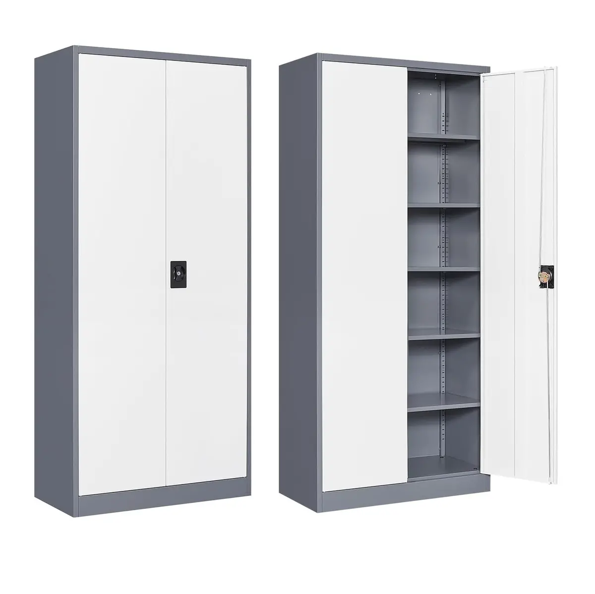 Mueble Metalico Gabinete Armado Estructura Plegable Con 4 Estantes Ajustables Y Cierre Multipunto 1850X900x400mm 2