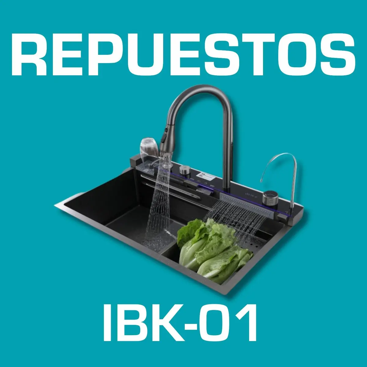 Repuestos Fregador De Cocina Multifunción Nano Black Piano Switch 750X460x220mm. Codigo Ibk-01. 1