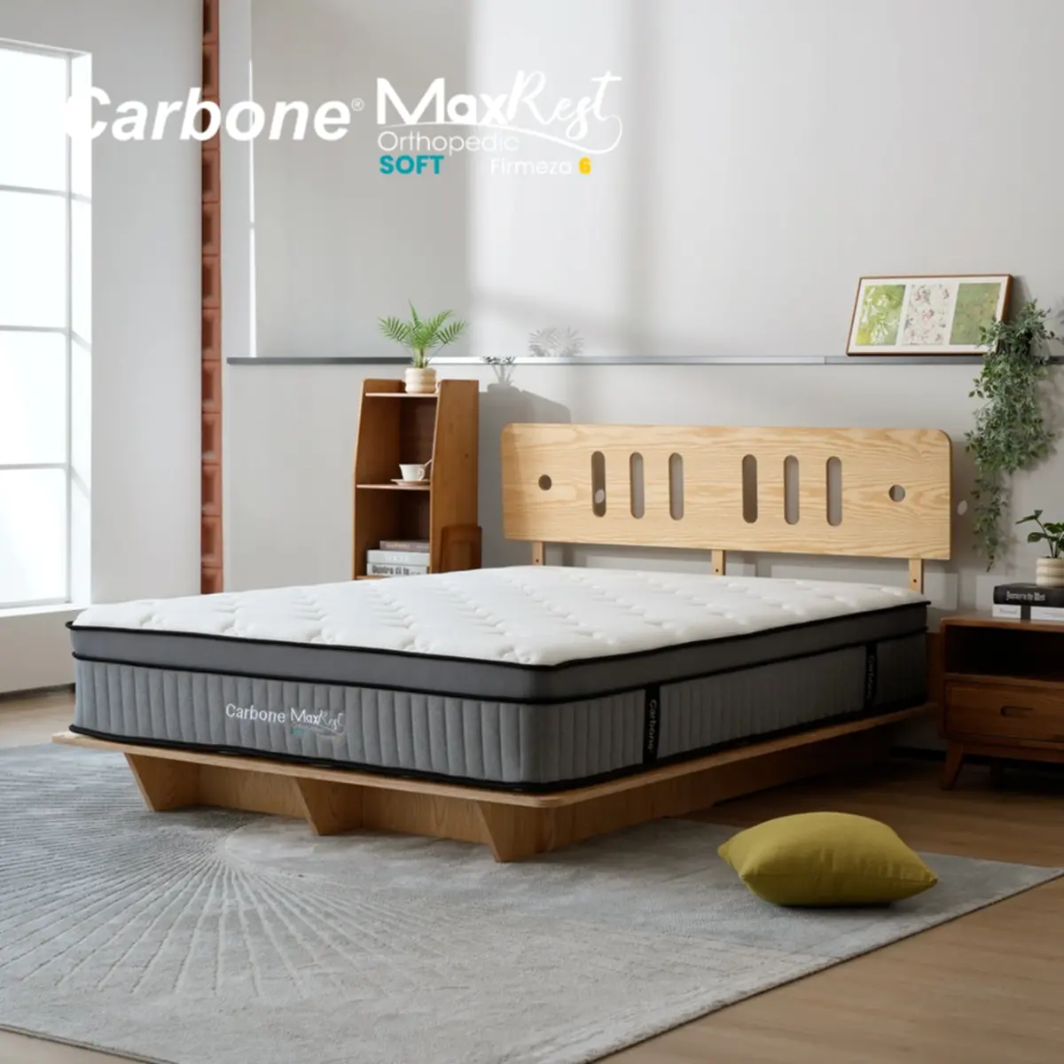 Colchones Ortopédicos Firmeza 6 Carbone Max Rest Empacados Al Vacío Pillow Top Colchón Calidad Hotelera Memory Foam Con Resortes 32Cm Espesor (12.6") 2