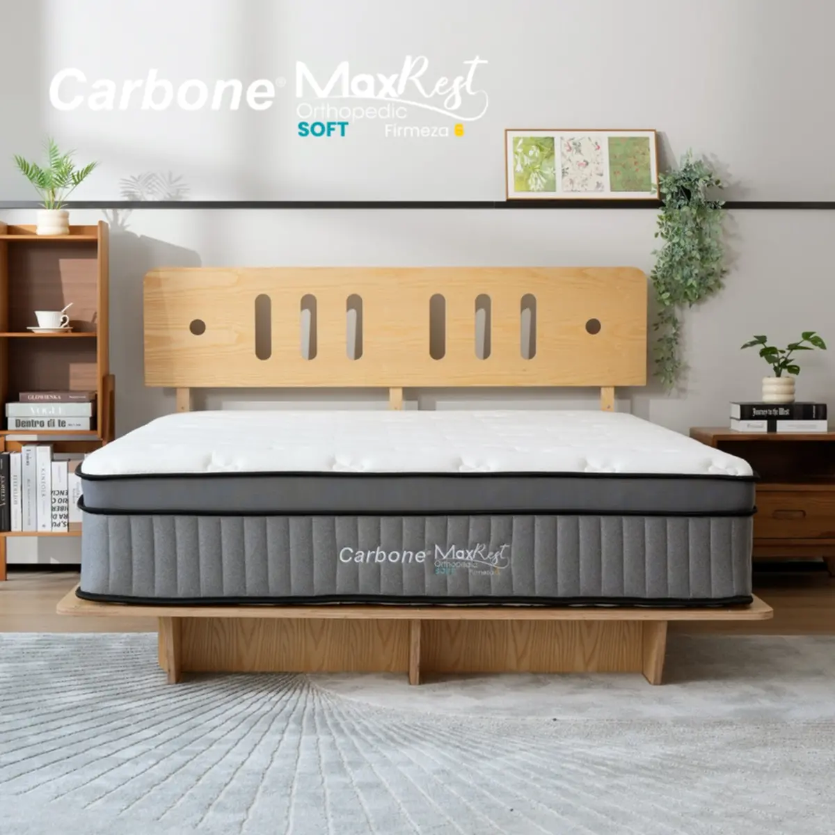 Colchones Ortopédicos Firmeza 6 Carbone Max Rest Empacados Al Vacío Pillow Top Colchón Calidad Hotelera Memory Foam Con Resortes 32Cm Espesor (12.6") 3