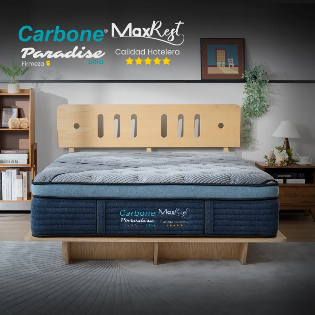 Colchones Paradise Ultra 5 Star Hotel Firmeza 5 Carbone Max Rest Empacados Al Vacío Pillow Top Colchón Calidad Hotelera Memory Foam Con Resortes 35Cm Espesor (13.7") 3