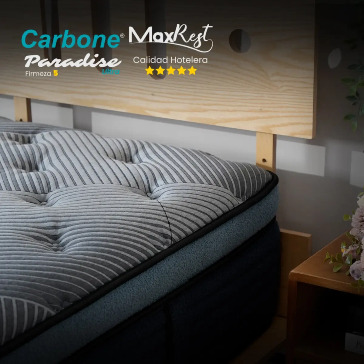 Colchones Paradise Ultra 5 Star Hotel Firmeza 5 Carbone Max Rest Empacados Al Vacío Pillow Top Colchón Calidad Hotelera Memory Foam Con Resortes 35Cm Espesor (13.7") 2