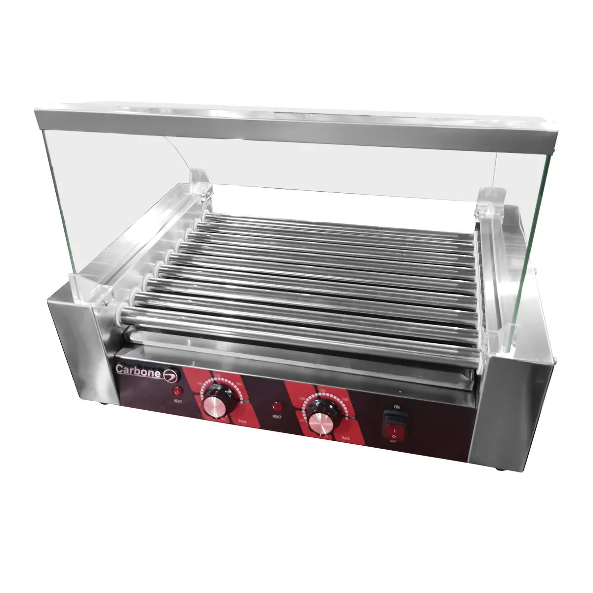 Plancha De 9 Rodillos Giratorios Rotatoria Para Salchicha Hot Dog 1080W. Doble Control De Temperatura (1 Año) 1
