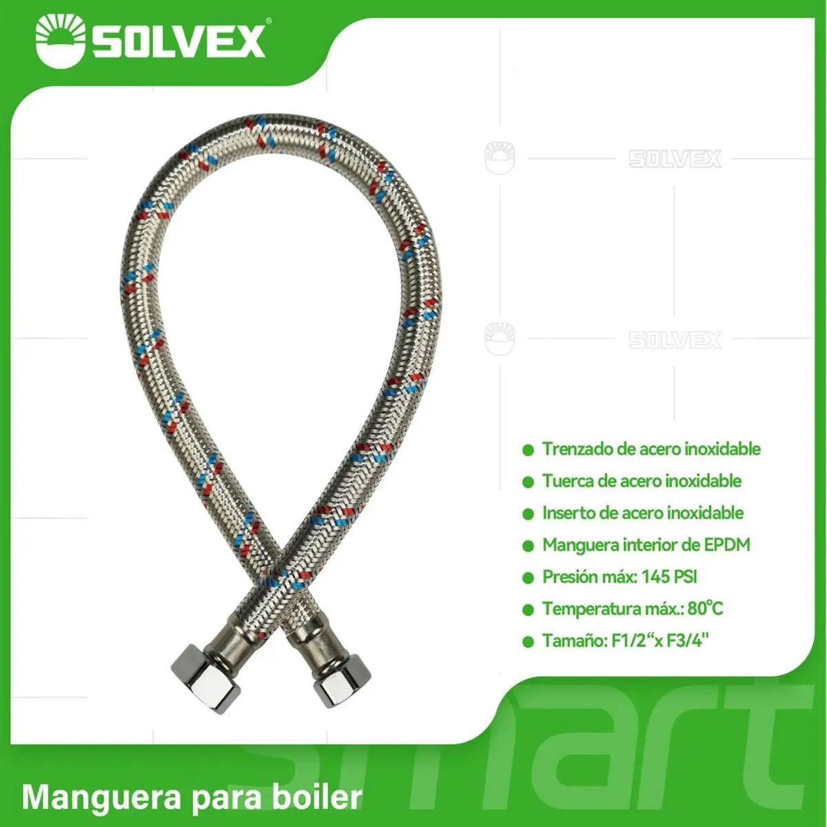 Mangueras Flexible Para Boiler. Tubos De Abasto Trenzado En Acero Inoxidable Para Calentadores H1/2" X H3/4". 1