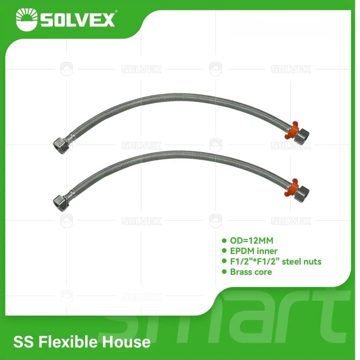 Tubos De Abasto Mangueras Flexibles (Par). Acero Inoxidable Trenzado Con Tuercas Metálicas H1/2'' X H1/2''. 1