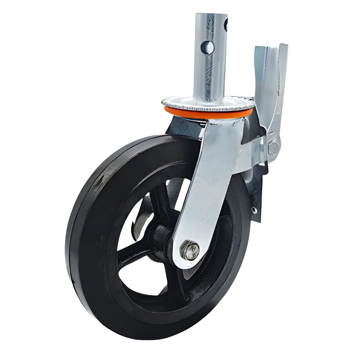 Rodaja Para Andamio De 8". Rueda Industrial Con Núcleo De Hierro, Goma Antideslizante Y Freno. 1