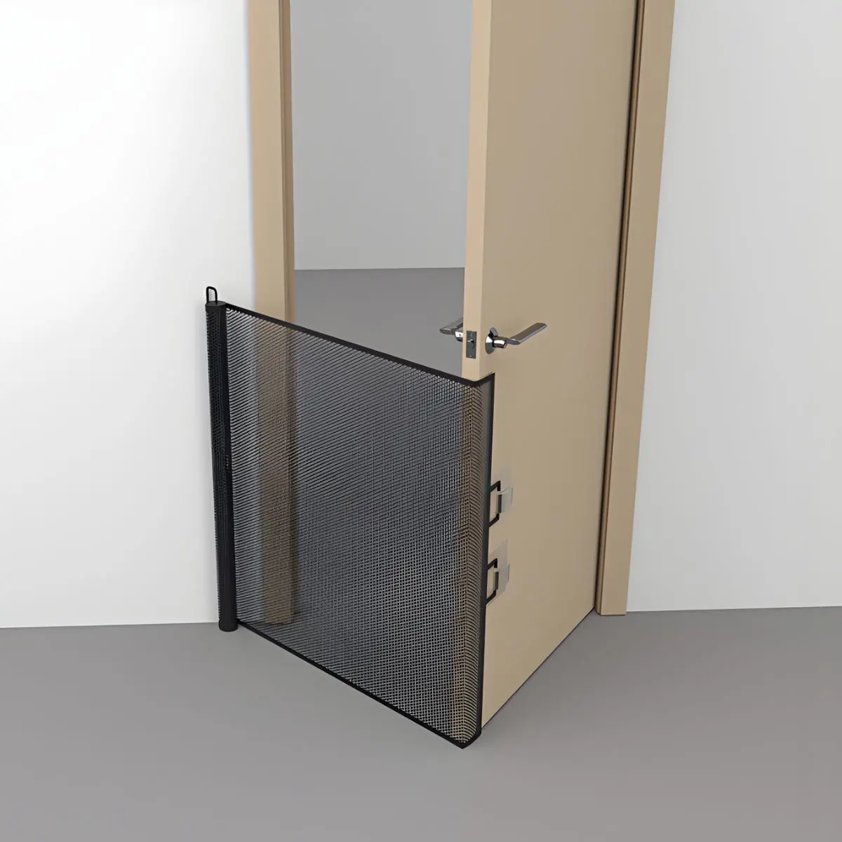 Puerta Retráctil De Seguridad. Barrera De Protección Para Niños Y Mascotas. Malla Extensible Para Escaleras Y Puertas 130×78 Cm. 2