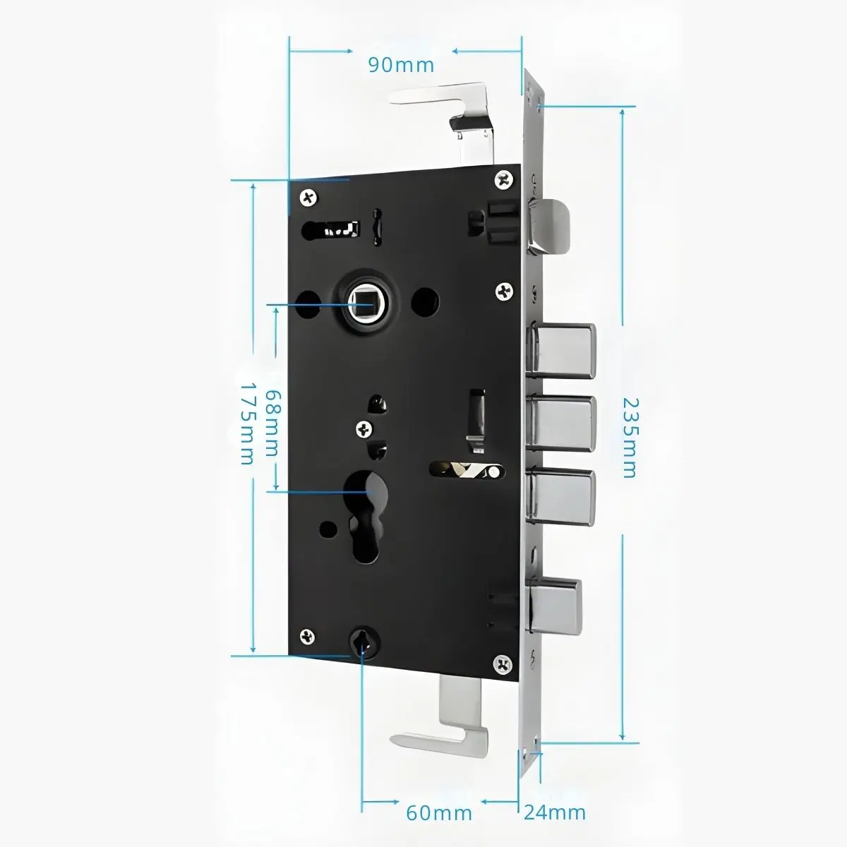 Cerradura De Seguridad Antirrobo De Acero Inoxidable Con Pestillo Cuadrado Doble Accionado Para Puertas De 45-55 Mm. Incluye 7 Llaves. 2