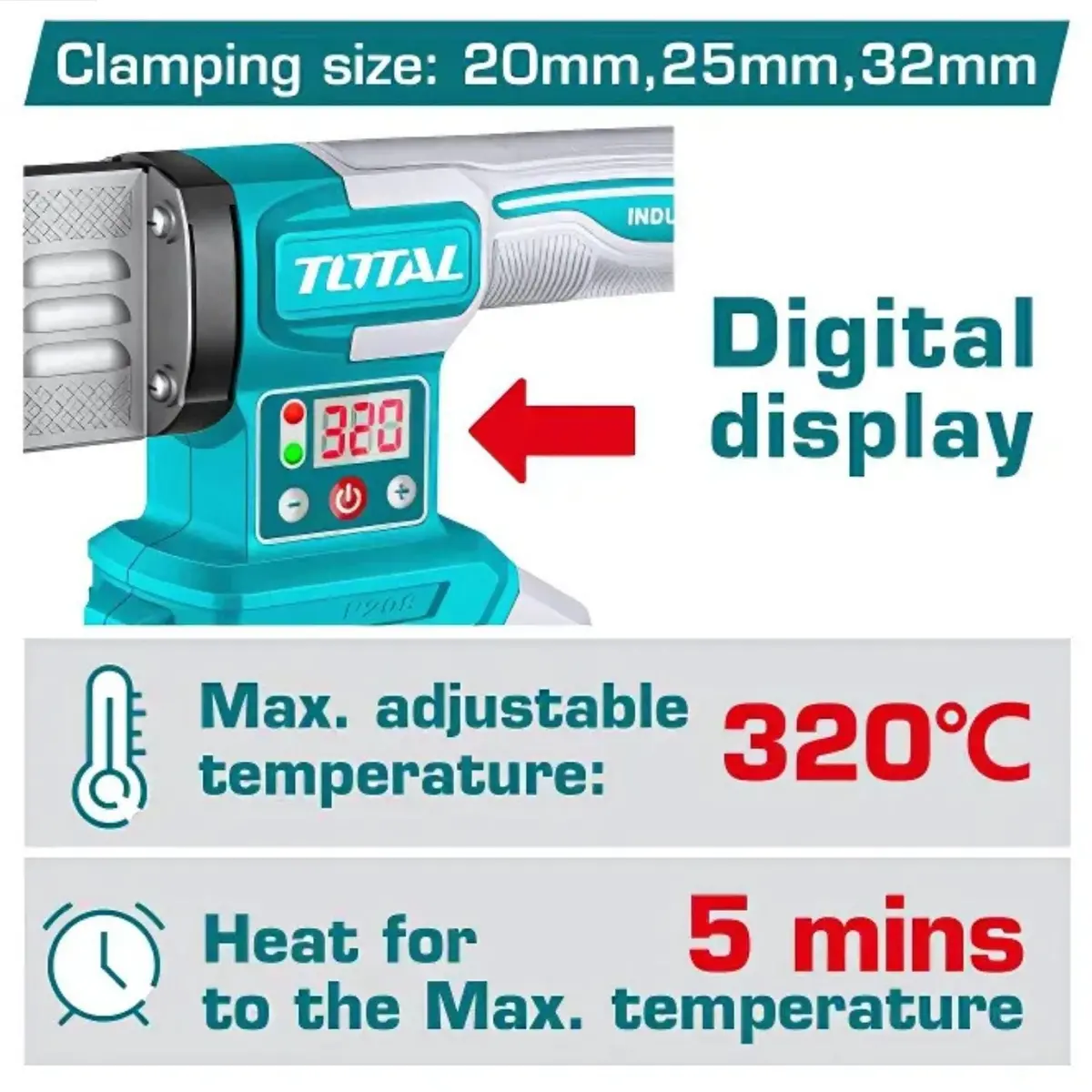 Soldadora Termofusión Tubos Pvc De Plástico Inalámbrica 20V Diámetros Para Soldar: 20,25,32Mm. Batería Y Cargador Por Separado. 2