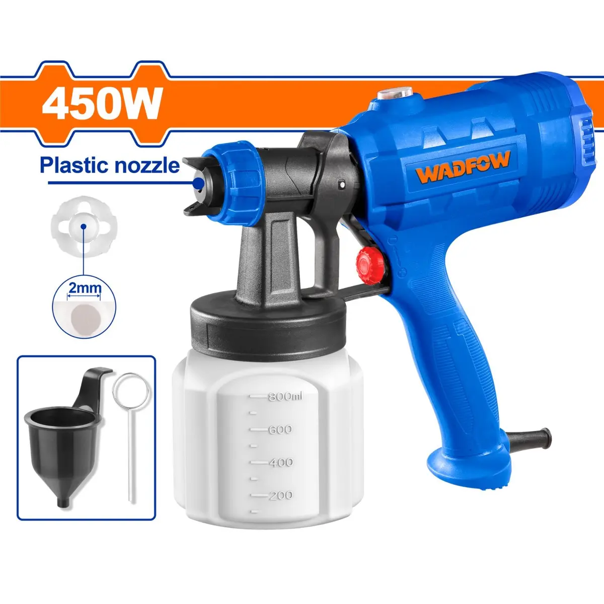 Pistola Spray De Aire Para Pintar 450W Capacidad 800 Ml. Voltaje: 110-120 V ~ 50 / 60Hz. De Aire Viscosidad Máxima: 100 Din-S 1